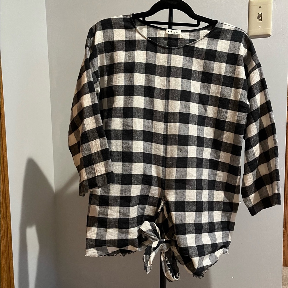 Masscob Gingham Check Tie-front Top